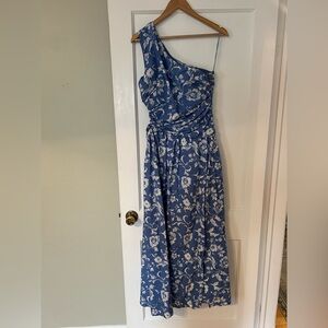 Abercrombie & Fitch Blue and White One-Shoulder Dress